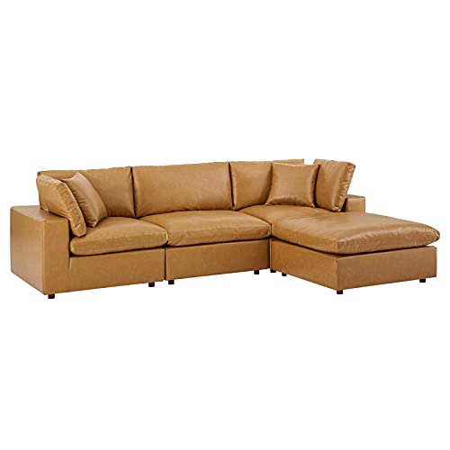 Modway Commix Modular Reclining Sofa, Tan Vegan Leather