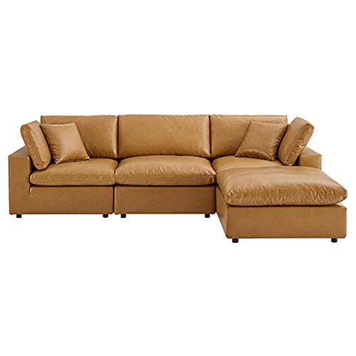 Modway Commix Modular Reclining Sofa, Tan Vegan Leather