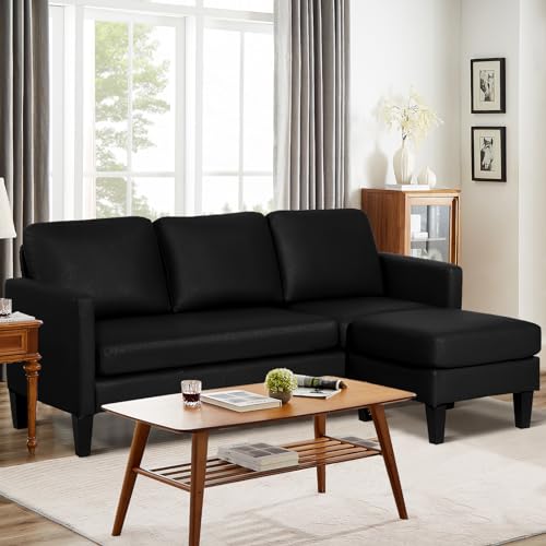 Modern L-Shaped Leather Sectional Sofa for Small Spaces