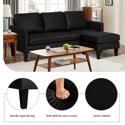 Modern L-Shaped Leather Sectional Sofa for Small Spaces