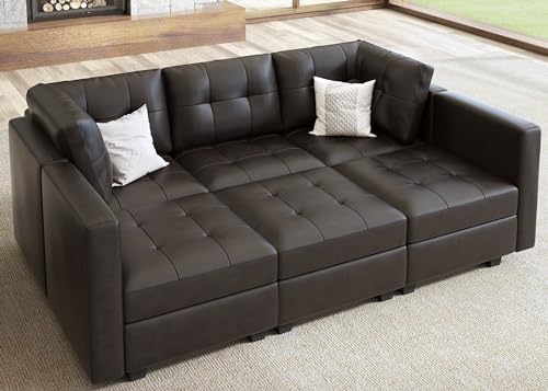 HONBAY Brown Modular Sectional Sofa with Storage
