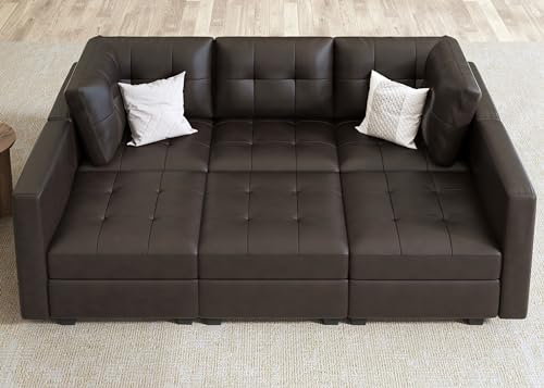 HONBAY Brown Modular Sectional Sofa with Storage