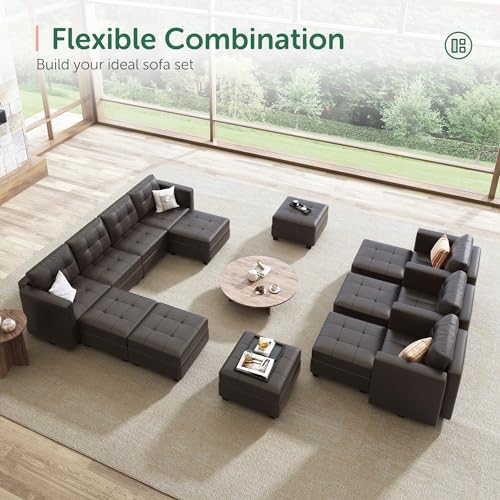 HONBAY Brown Modular Sectional Sofa with Storage