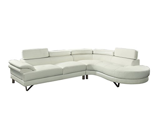 Poundex Faux Leather Sectional Sofa - Bobkona Isidro