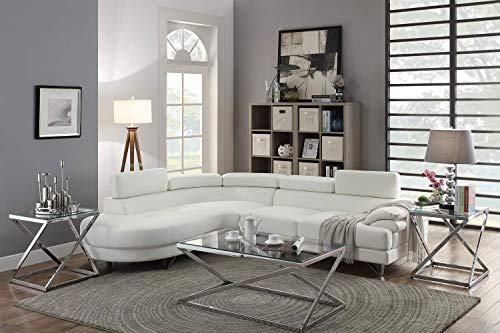 Poundex Faux Leather Sectional Sofa - Bobkona Isidro
