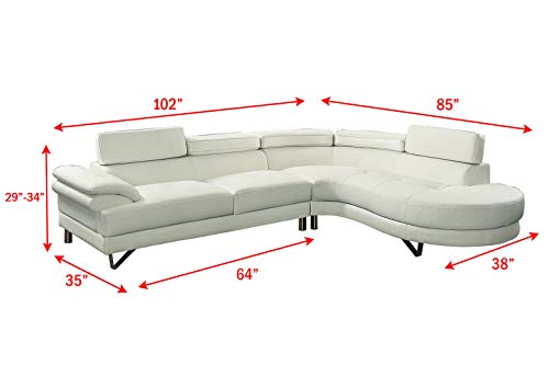 Poundex Faux Leather Sectional Sofa - Bobkona Isidro
