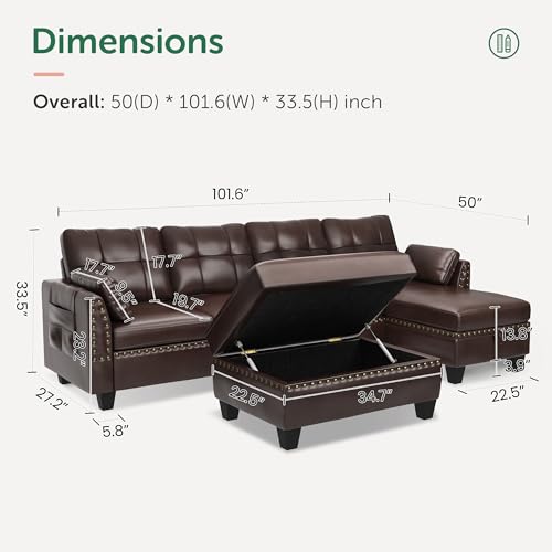 Modern Faux Leather L-Shaped Sectional Sofa Set