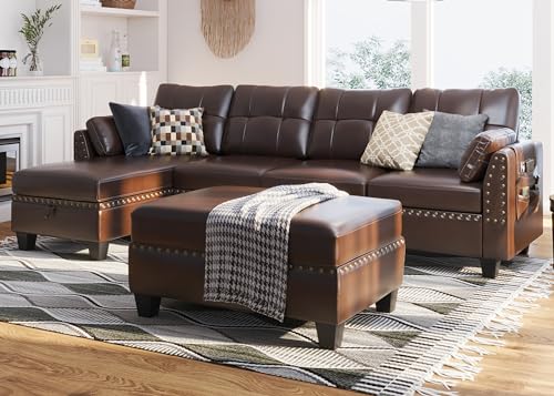 Modern Faux Leather L-Shaped Sectional Sofa Set