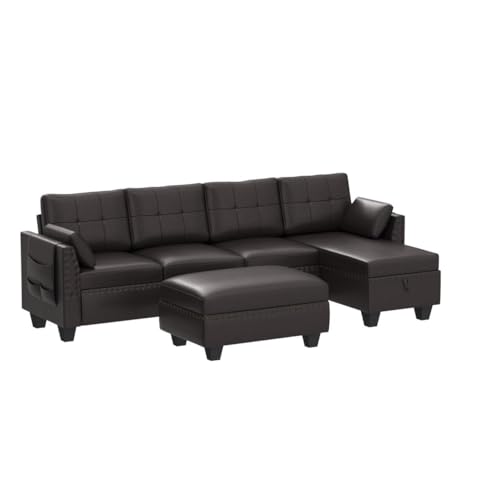 Modern Faux Leather L-Shaped Sectional Sofa Set