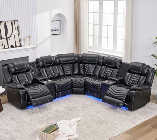 Power Reclining L-Shaped Sectional Couch with Speaker