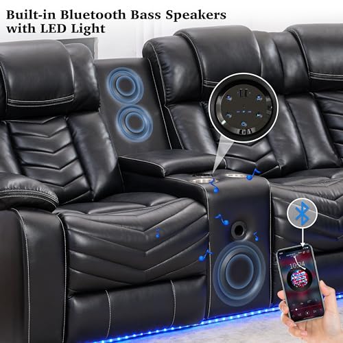 Power Reclining L-Shaped Sectional Couch with Speaker