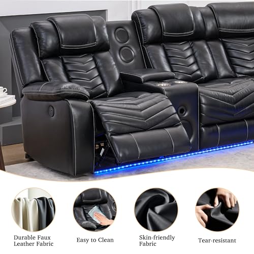 Power Reclining L-Shaped Sectional Couch with Speaker