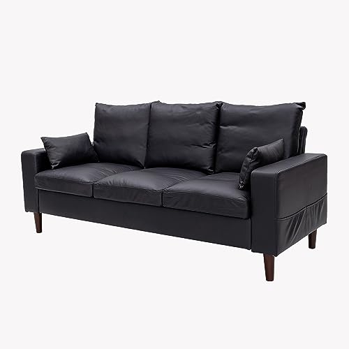 Modern Black L-Shaped Convertible Sofa Set