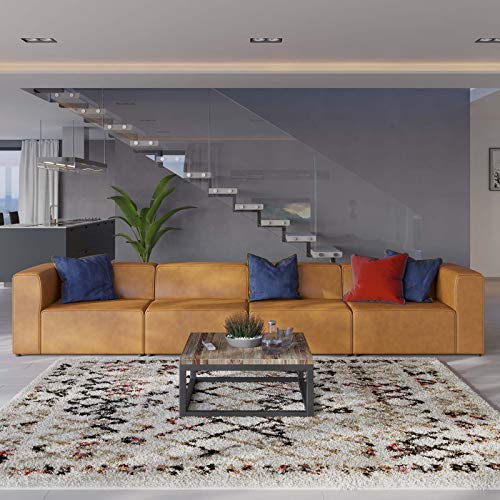 Tan Vegan Leather 4-Piece Sectional Sofa