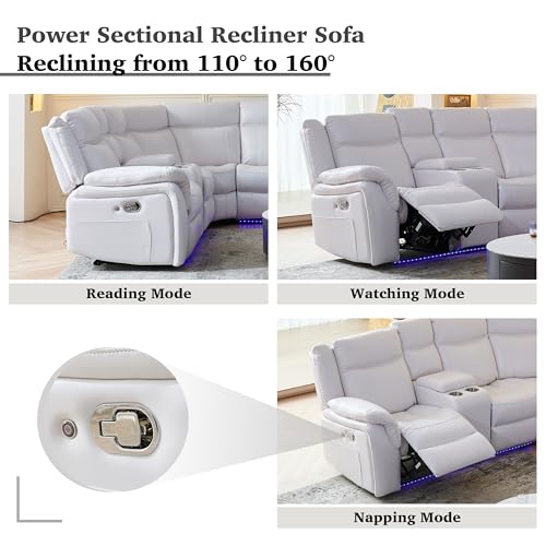 ELIASER LED Reclining Sectional Sofa with USB Port