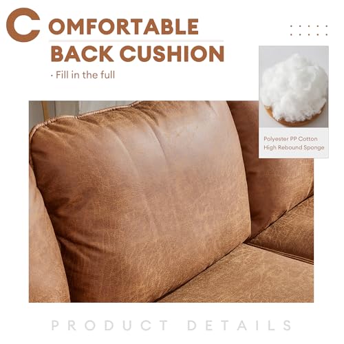 L-Shaped Faux Leather Sectional Sofa with Chaise