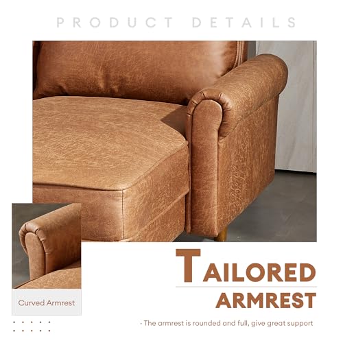 L-Shaped Faux Leather Sectional Sofa with Chaise