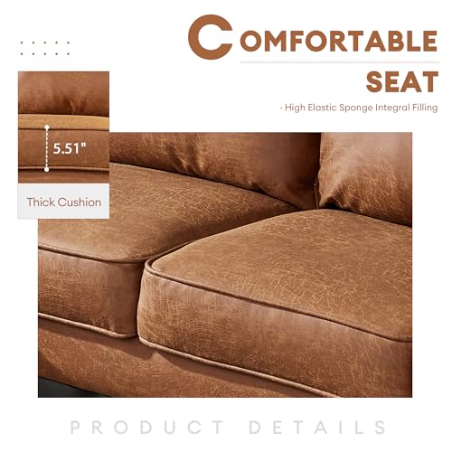L-Shaped Faux Leather Sectional Sofa with Chaise