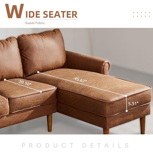 L-Shaped Faux Leather Sectional Sofa with Chaise