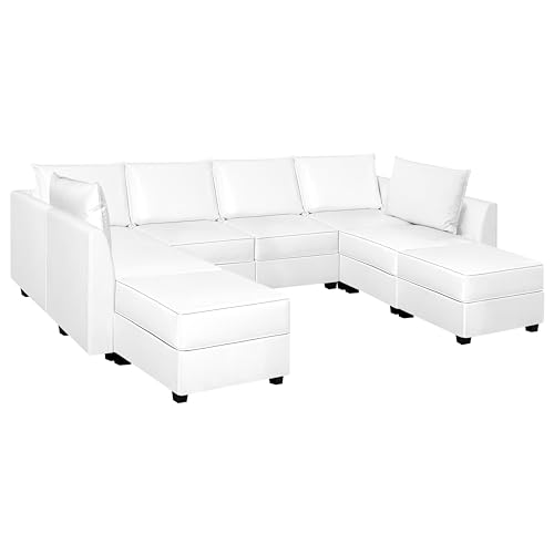 Bright White Oversized Modular Sectional Sofa with Chaise