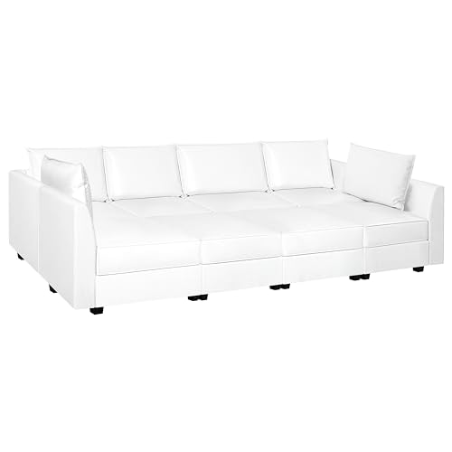 Bright White Oversized Modular Sectional Sofa with Chaise