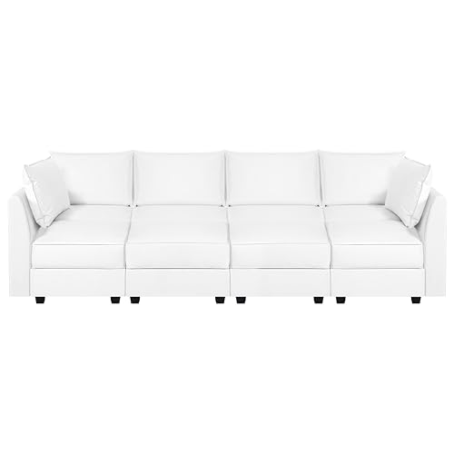 Bright White Oversized Modular Sectional Sofa with Chaise