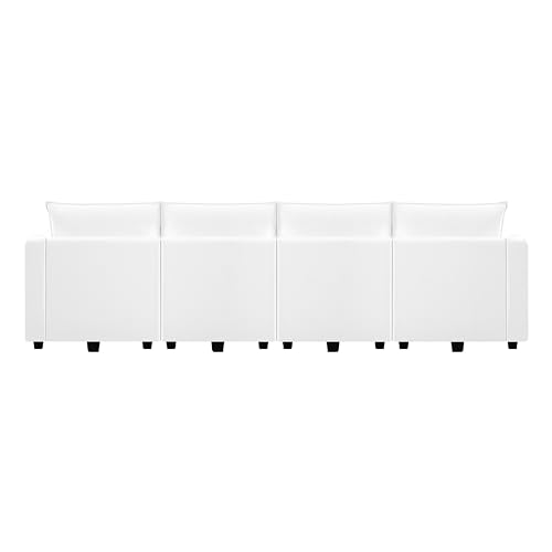 Bright White Oversized Modular Sectional Sofa with Chaise