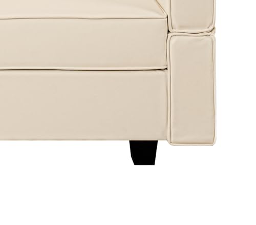 Beige U-Shaped Modular Sectional Sofa with Ottoman