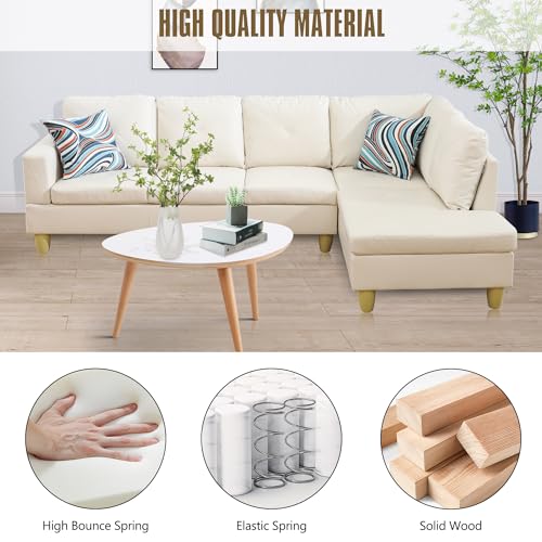 White Modular L-Shaped Sectional Sofa with Chaise