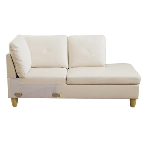 White Modular L-Shaped Sectional Sofa with Chaise