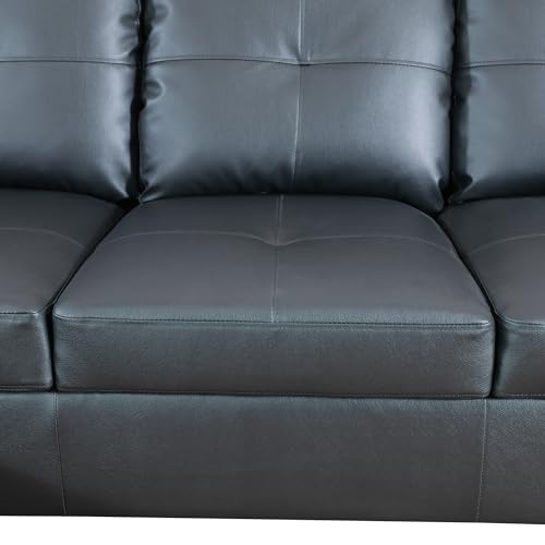 Lostcat Black Sectional Sofa, 74" D x 103" W