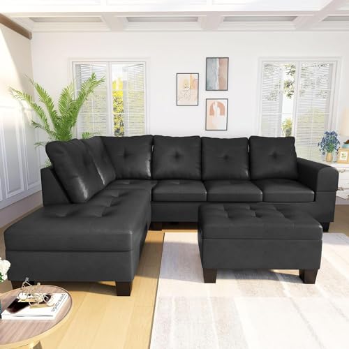 Lamerge Sectional Modular Sofa with Cup Holder and Ottoman