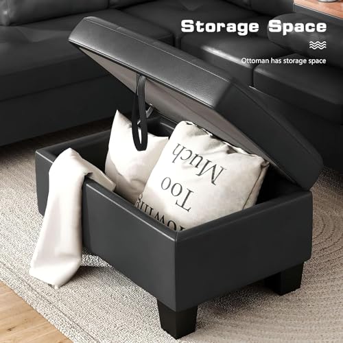 Lamerge Sectional Modular Sofa with Cup Holder and Ottoman