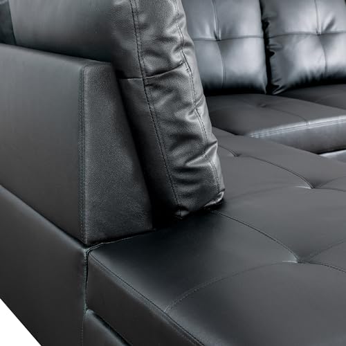 Lostcat Black Sectional Sofa, 74" D x 103" W