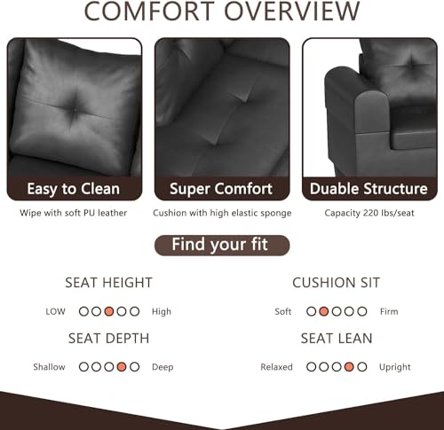 Lamerge Sectional Modular Sofa with Cup Holder and Ottoman