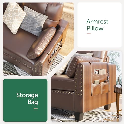 HONBAY U-Shaped Faux Leather Sectional Sofa Set