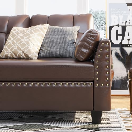 HONBAY U-Shaped Faux Leather Sectional Sofa Set