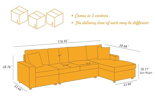 Light Brown L-Shaped Faux Leather Sectional Sofa