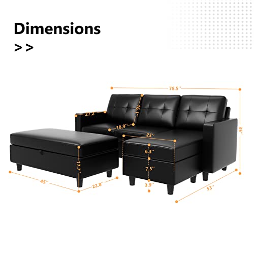 HONBAY Modern L-Shaped Convertible Sectional Sofa