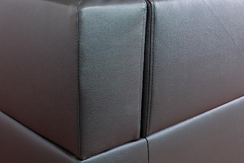 Black Faux Leather L-Shaped Sectional Sofa Set