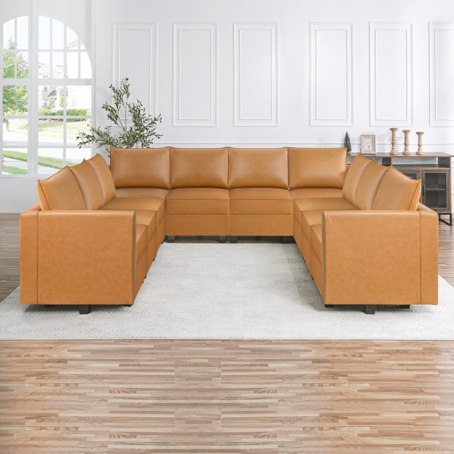 Naomi Home Elizabeth U-Shaped Modular Sofa - Caramel