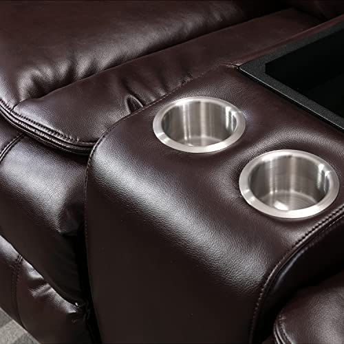 Dark Brown L-Shaped Leather Reclining Sectional Sofa