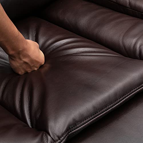 Dark Brown L-Shaped Leather Reclining Sectional Sofa