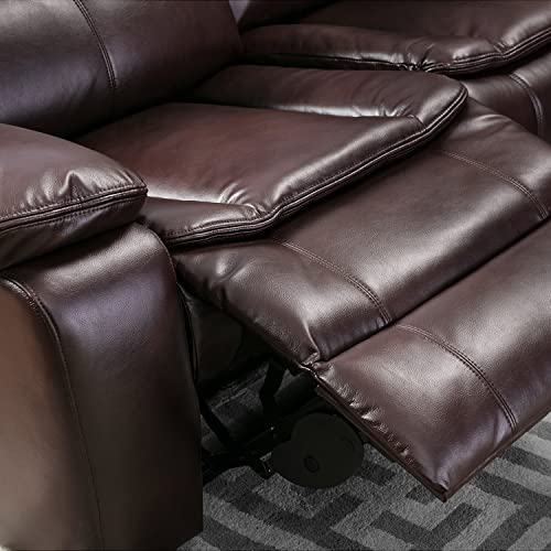 Dark Brown L-Shaped Leather Reclining Sectional Sofa