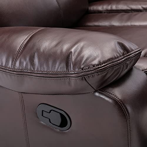 Dark Brown L-Shaped Leather Reclining Sectional Sofa