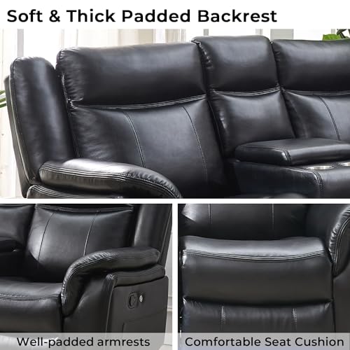 Leather Reclining Sectional Sofa with LED Lights