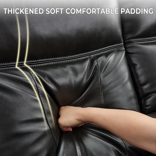 Leather Reclining Sectional Sofa with LED Lights
