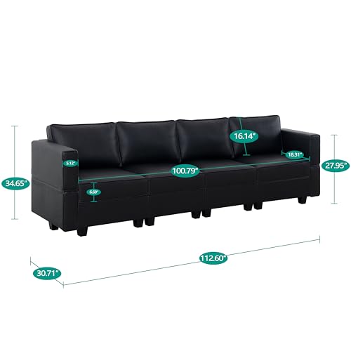 Naomi Home Sarah Black Modular Sofa with Storage