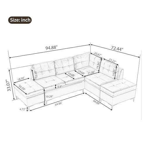 Modern L-Shaped Black PU Leather Sofa Set