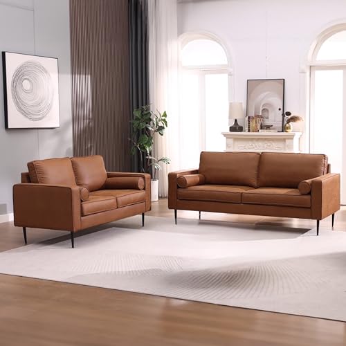 Asucoora Modern Leather Sofa and Loveseat Set